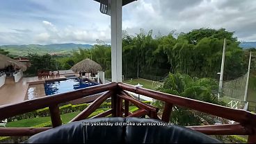 Ebony MILF stepmom has outdoor interracial sex with her big-dicked stepson, and he fills her big pussy with cum!